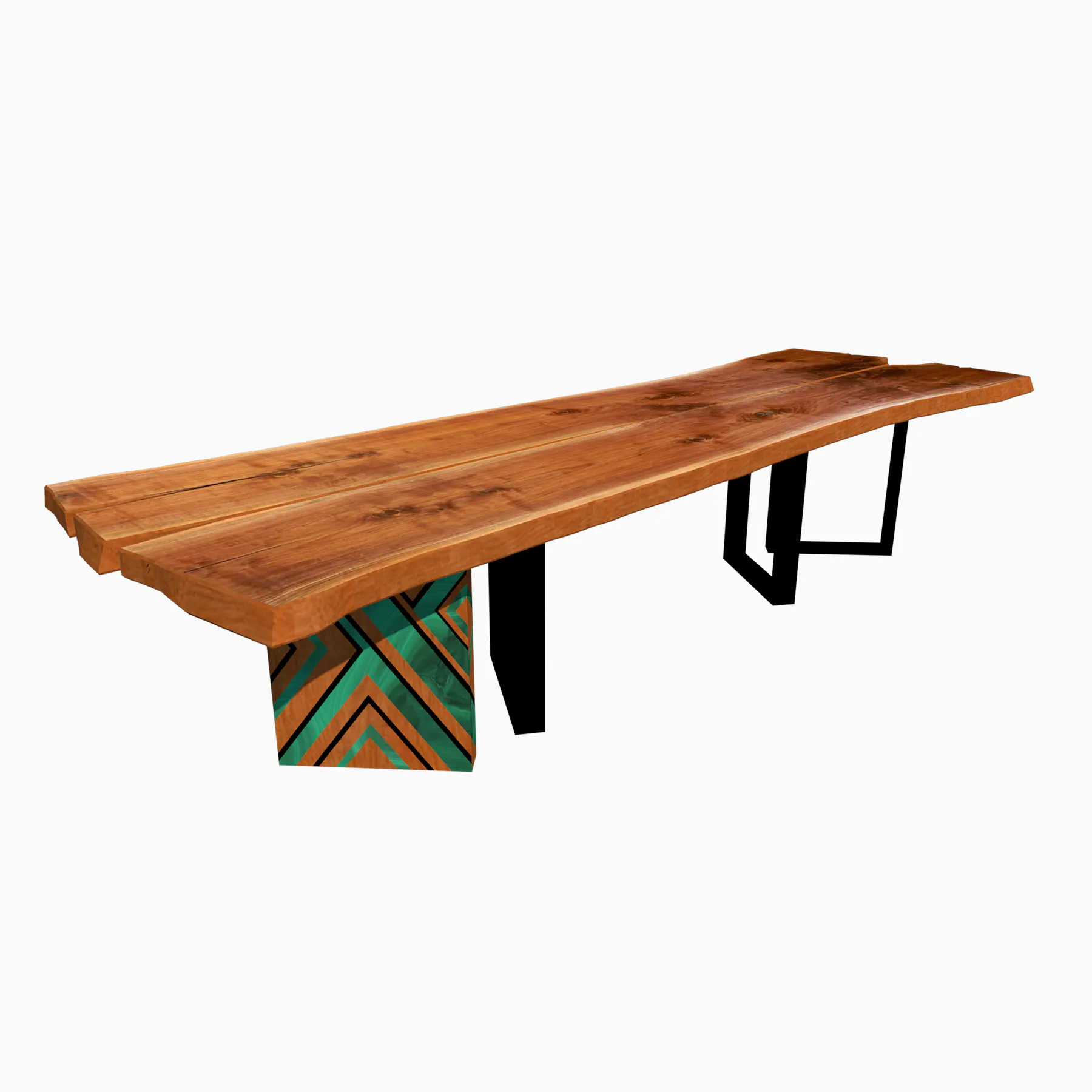 Live Edge Dining Table Tribalectic (Green-Malachite) - View 2