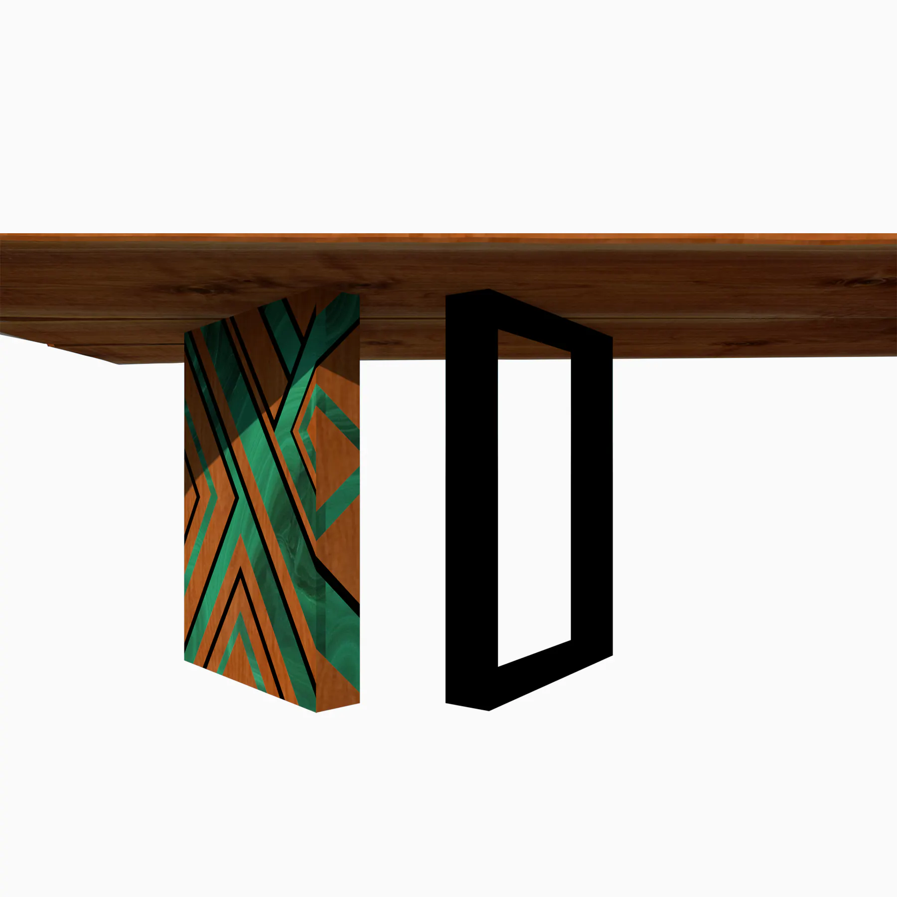 Live Edge Dining Table Tribalectic (Green-Malachite) - View 3