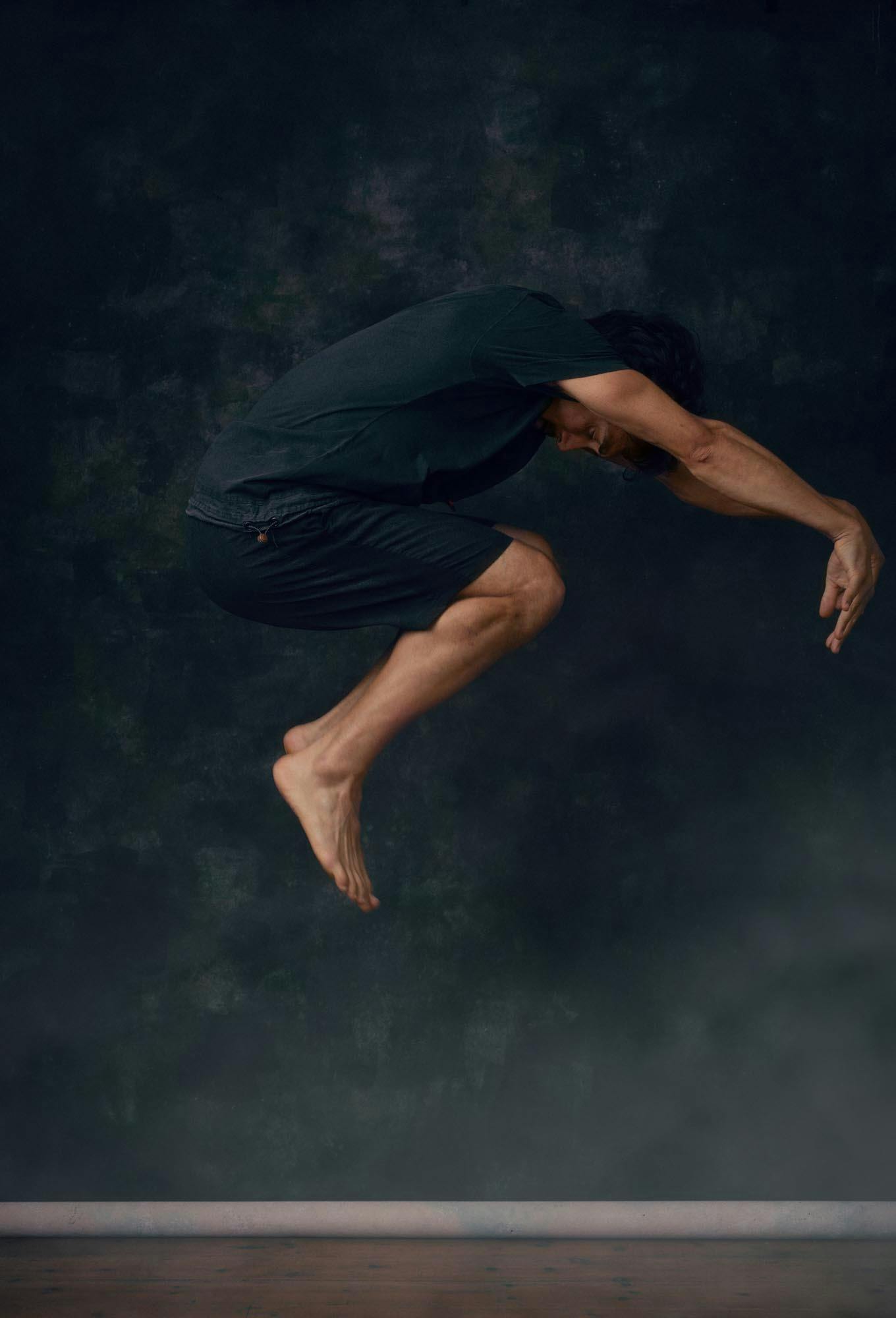 a leaping dancer portrait 