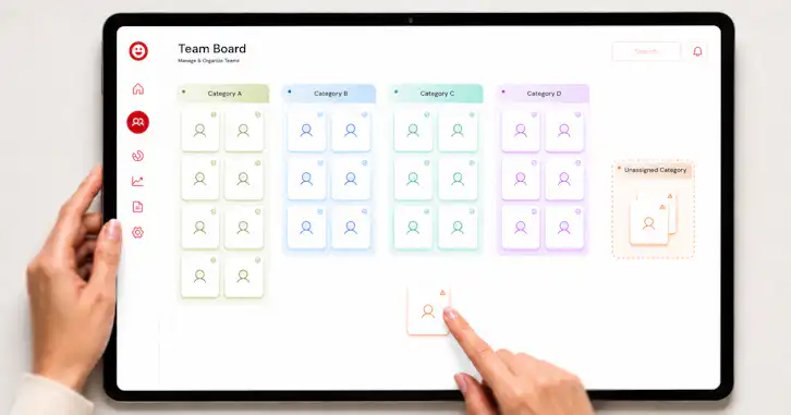 Display screen showing worker categories