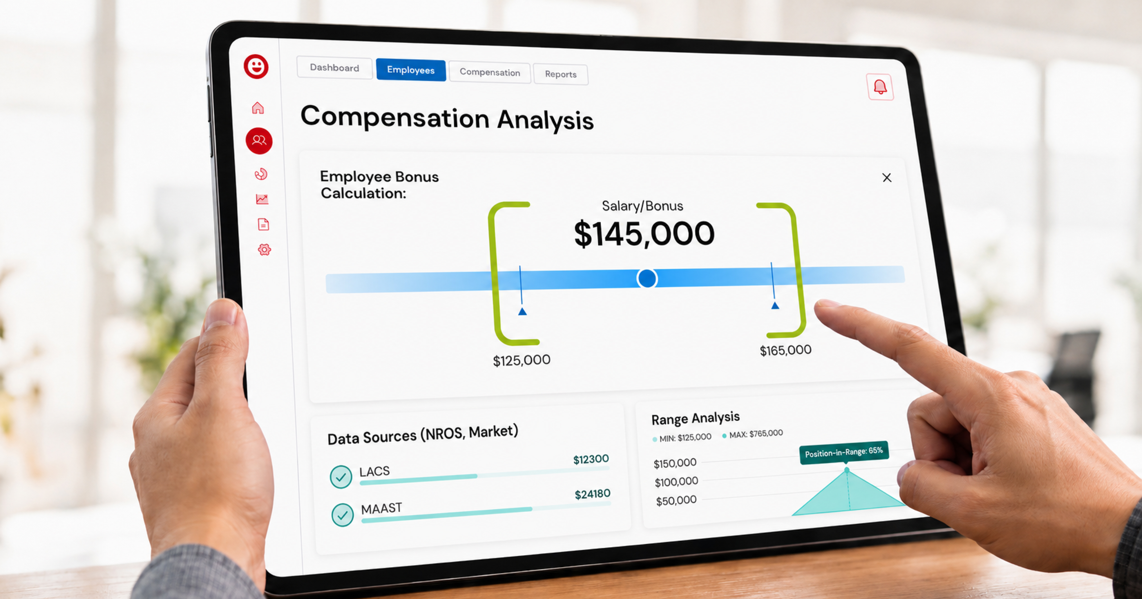 UX displaying a salary range with parameters 
