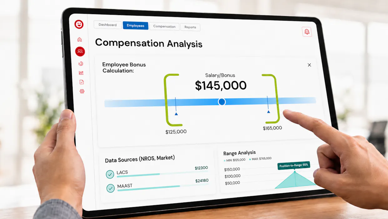 UX displaying a salary range with parameters