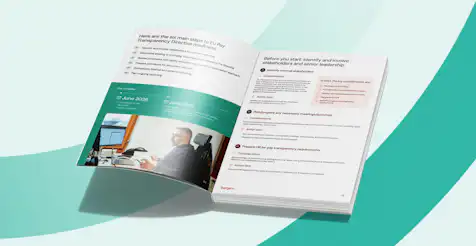 A booklet rendering on a green light background.