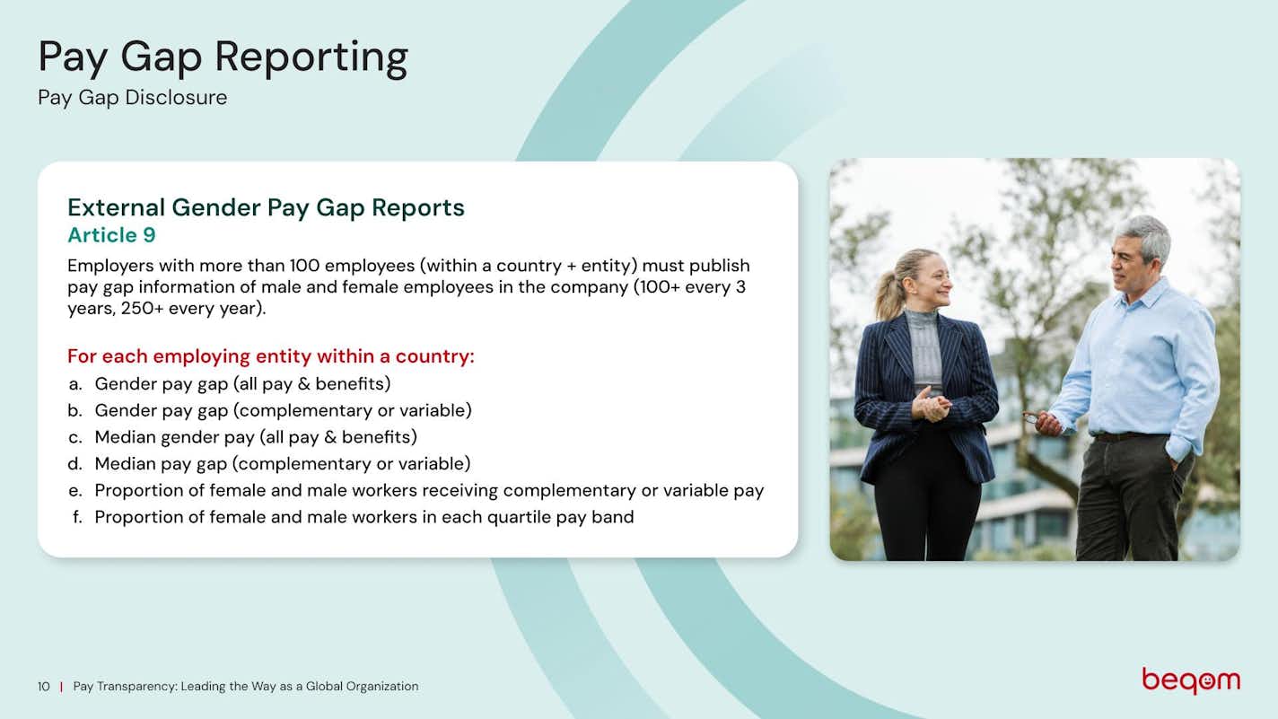 Slide explaining Article 9 of the EU Pay Transparency Directive.