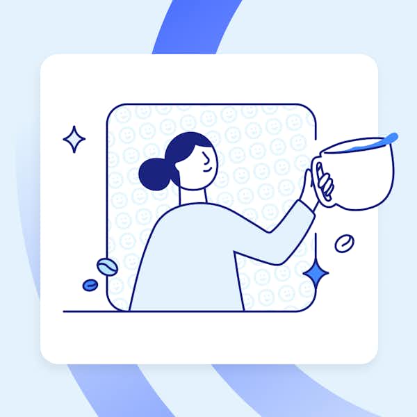 Cup of Compliance Icon consisting of a drawing of a person holding a cup of coffee.