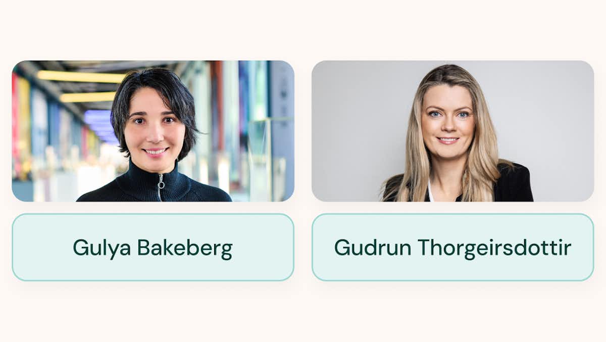 Graphic with images of Gulya Bakeberg and Gudrun Thorgeirsdottir.