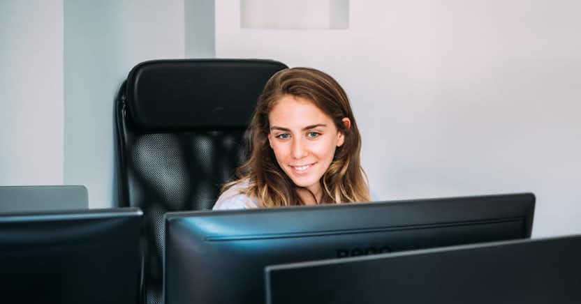 Woman looking at computer screen