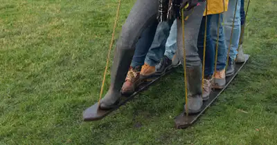 Employees participating in a team-building exercise