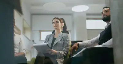 Several employees talking