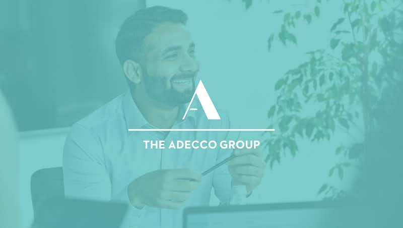 A green graphic for the Adecco success story.