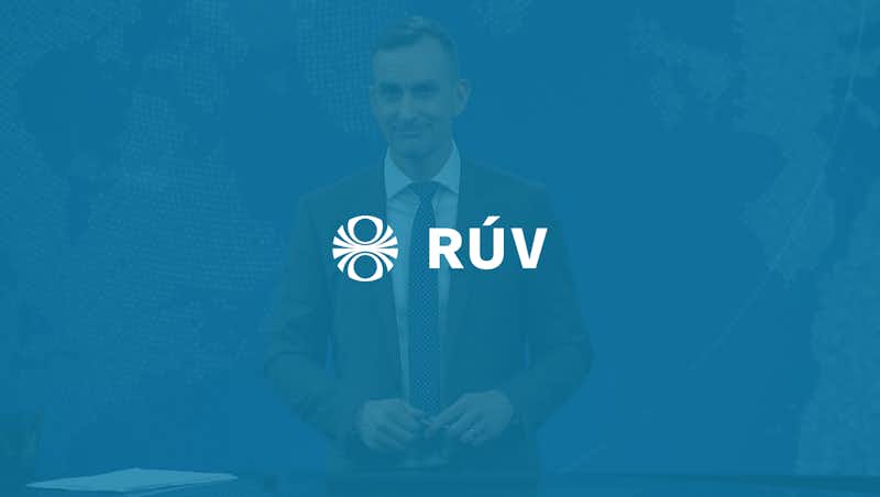 RÚV Logo on a blue background.