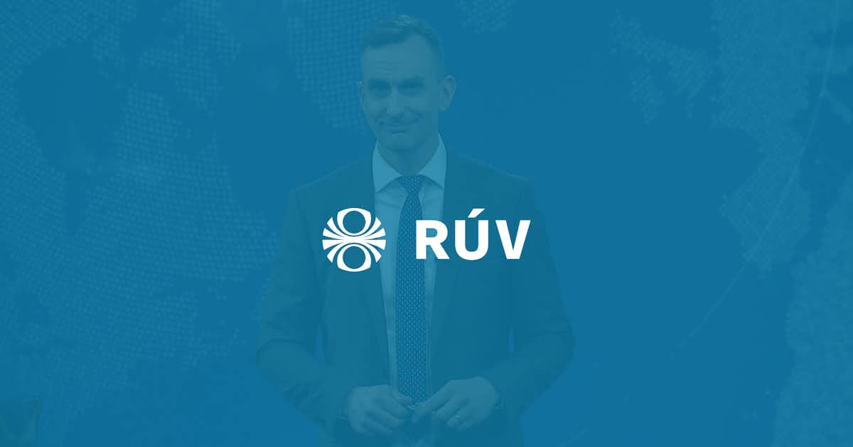 RÚV Logo on a blue background.
