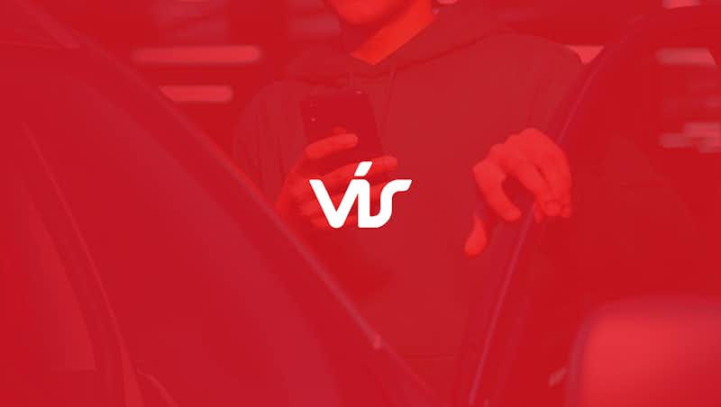 The VÍS logo on a red background.