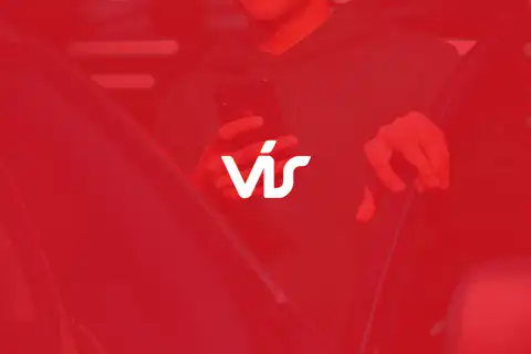 The VÍS logo on a red background.