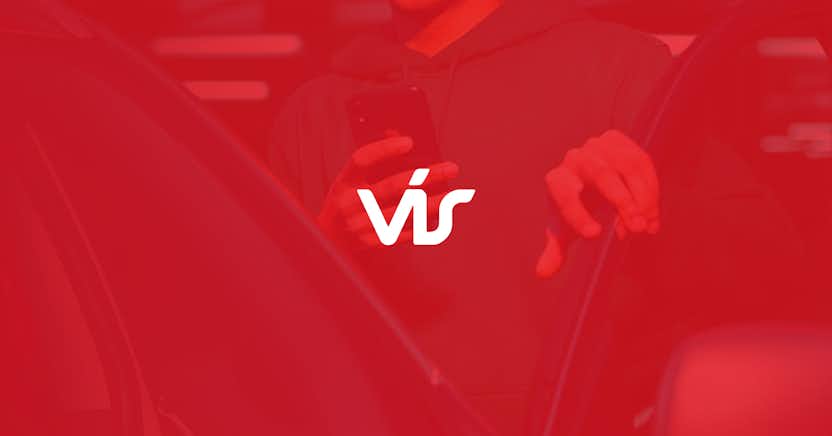 The VÍS logo on a red background.