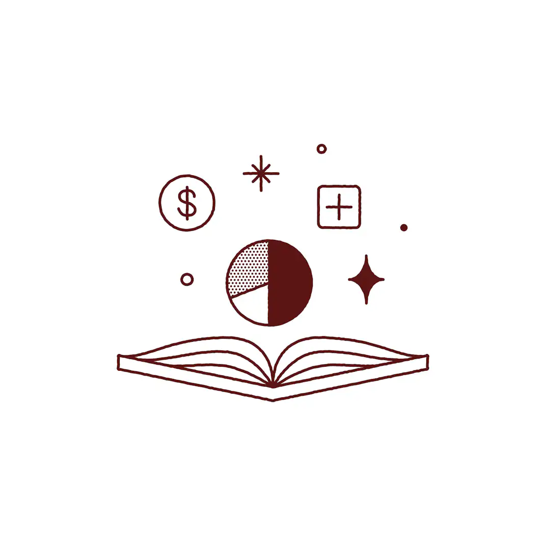 A graphic showing a hand drawn book and other graphics.