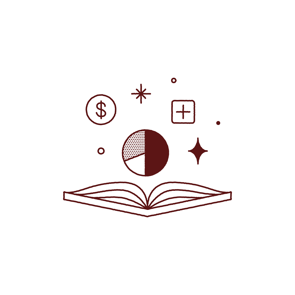 A graphic showing a hand drawn book and other graphics.