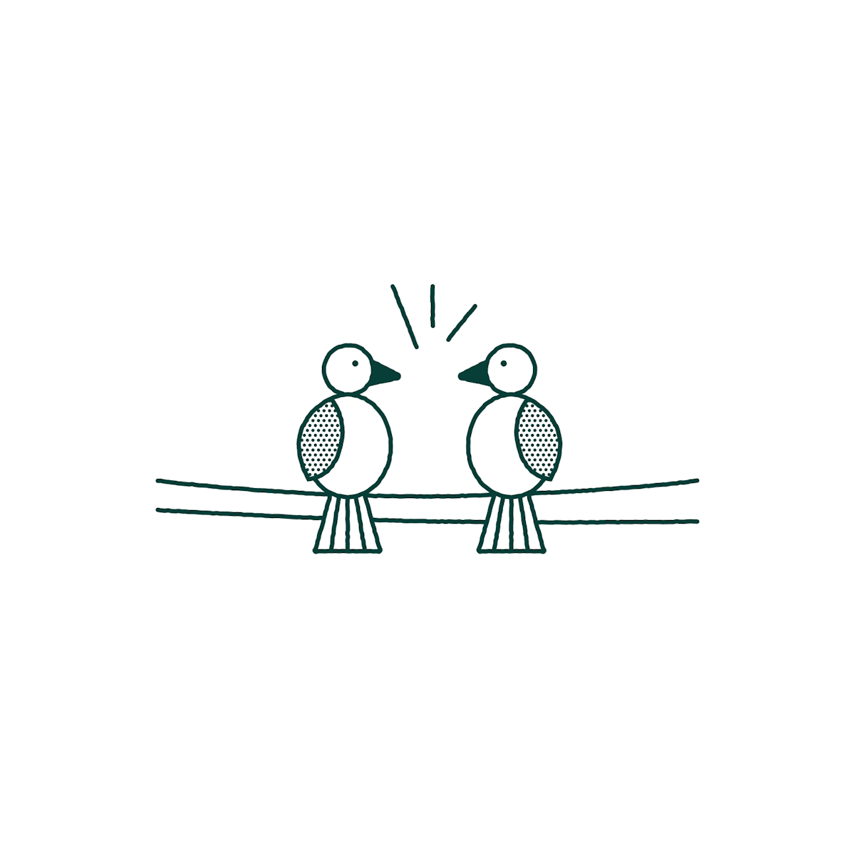 A hand drawn image showing 2 birds.