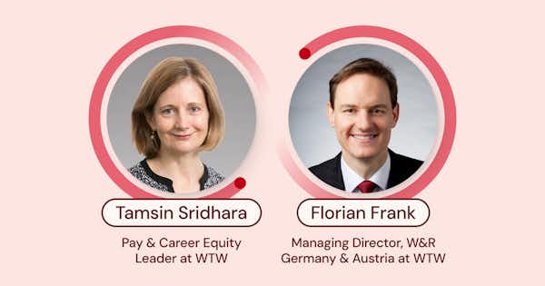 A graphic with photos of Tamsin Sridhara and Florian Frank