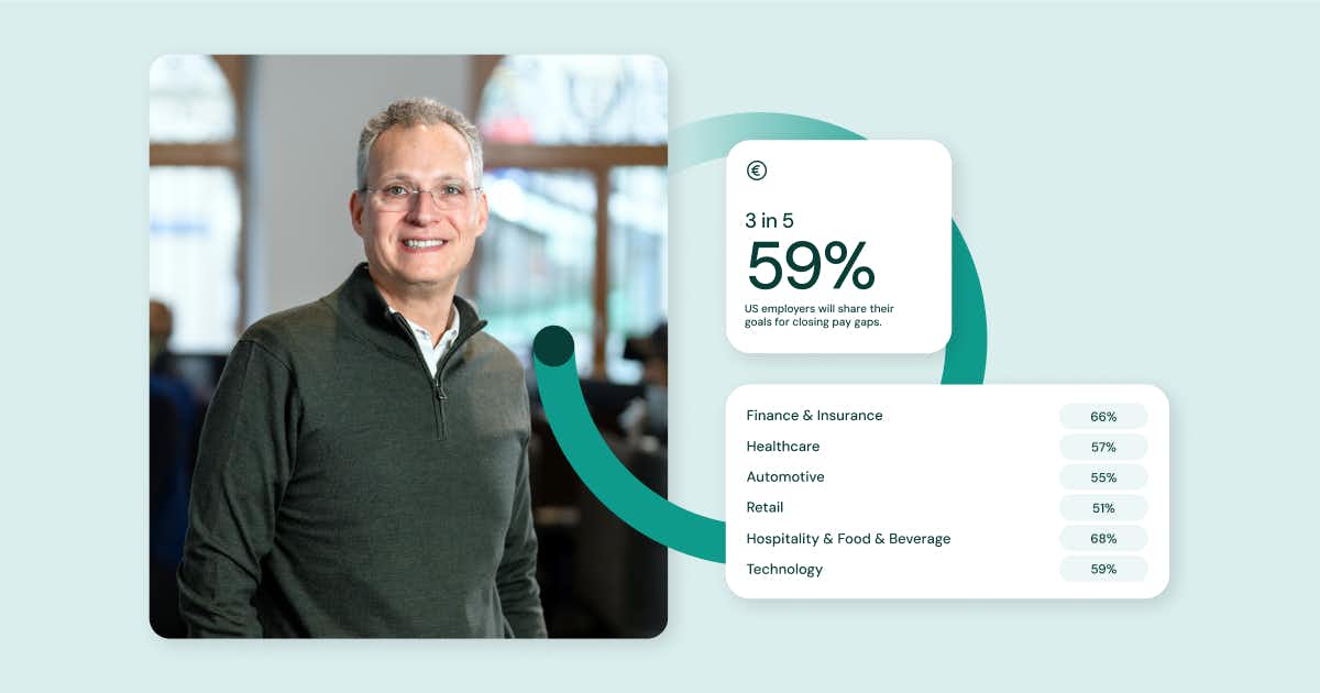 state of pay equity data summary with man picture on the left