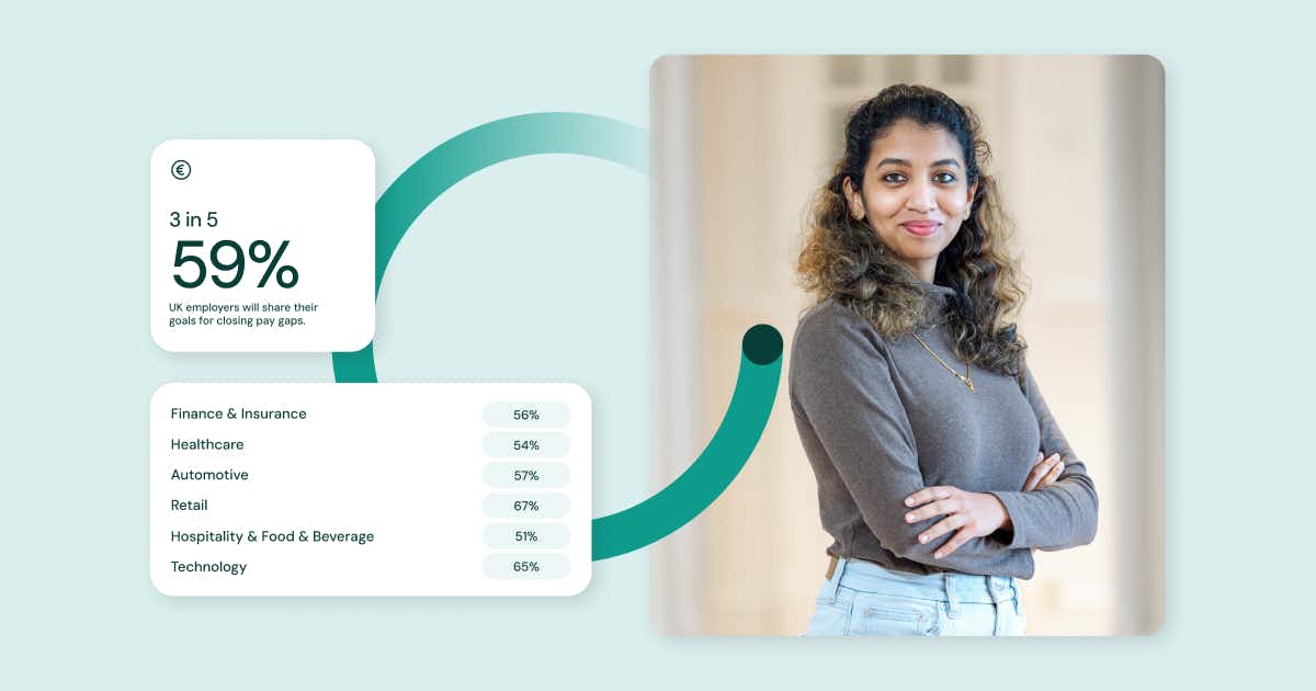 state of pay equity data summary with picture of a woman on the left