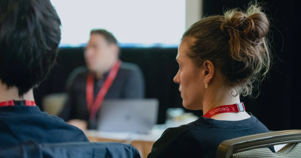 Employees around a table