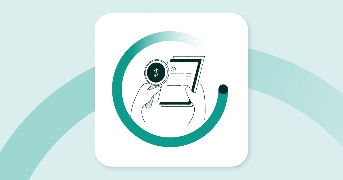 Graphic with two hands holding a piece of paper and a magnifying glass.