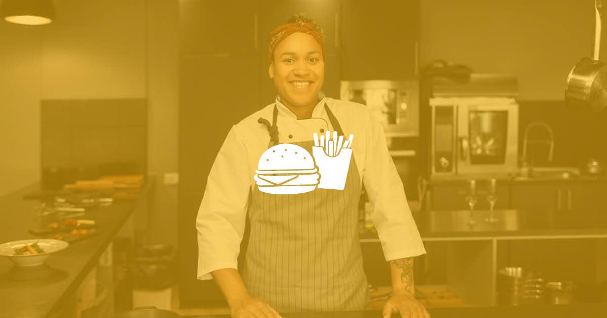 A generic fast-food industry logo on a semi transparent yellow background.