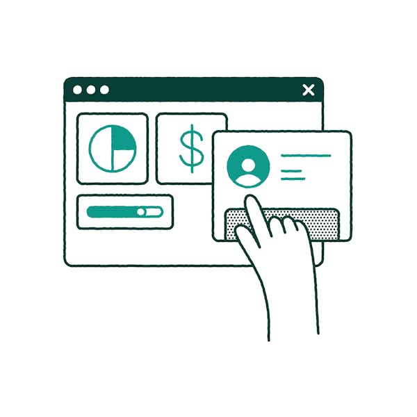 A graphic showing an abstract software user interface for compensation software.