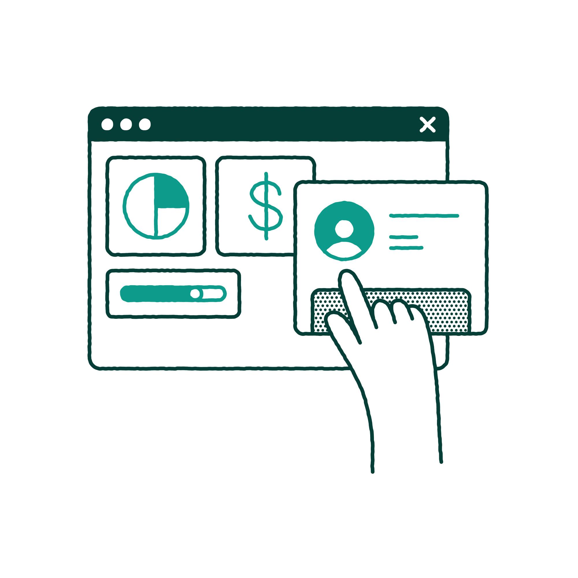 A graphic showing an abstract software user interface for compensation software.