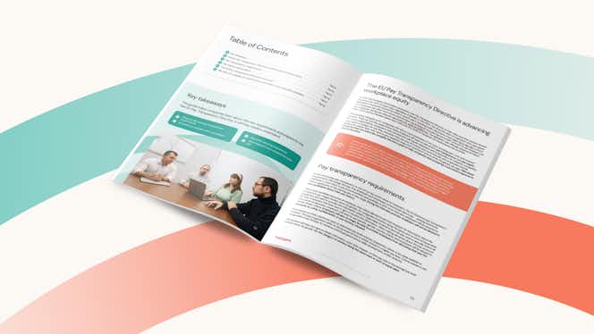 booklet image of the EU Pay Transparency Directive 2025 eGuide from beqom