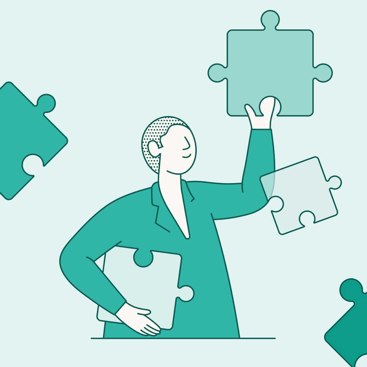 illustration of a man holding puzzle pieces