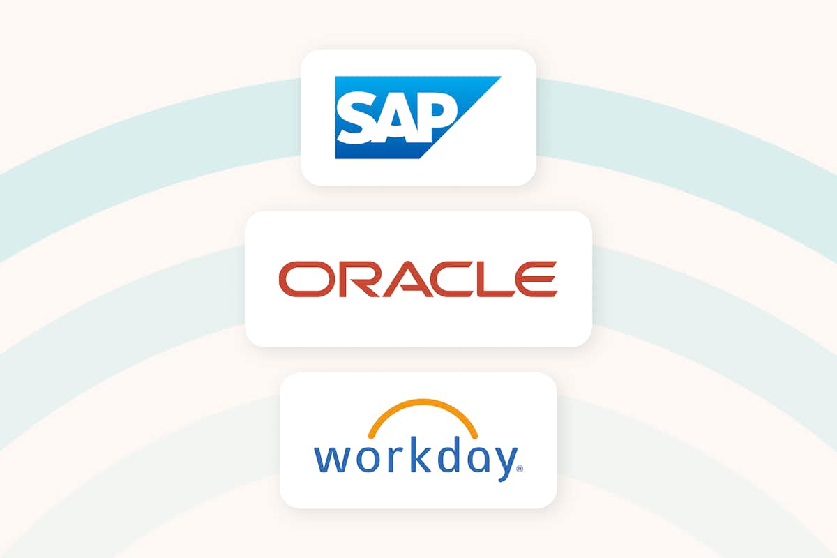 The logos of Workday, SAP and Oracle on a single image.