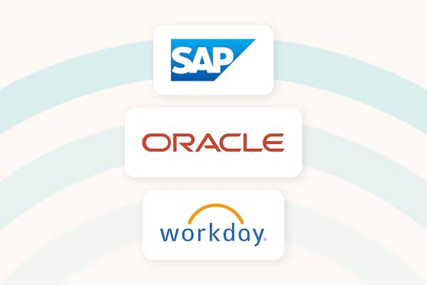 The logos of Workday, SAP and Oracle on a single image.