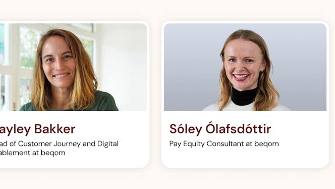 A banner with photos of Hayley Bakker and SĂłley ĂlafsdĂłttir.