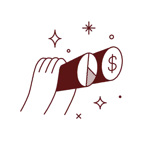 A hand drawn graphic showing binoculars