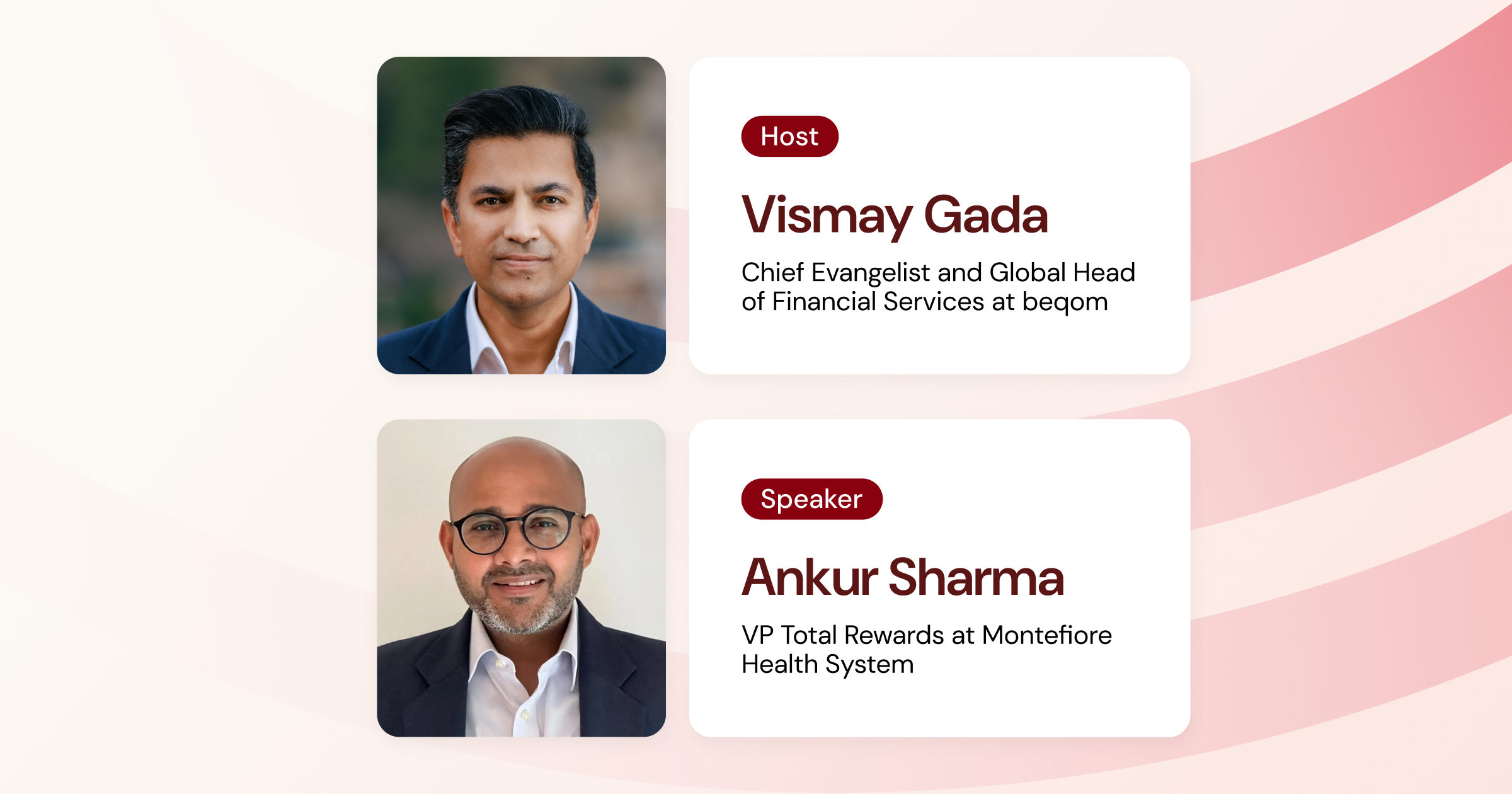 Visual with images of Vismay Gada and Ankur Sharma.