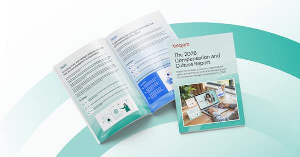 Image of beqom's US 2026 Comp & Culture Report's cover and open page.