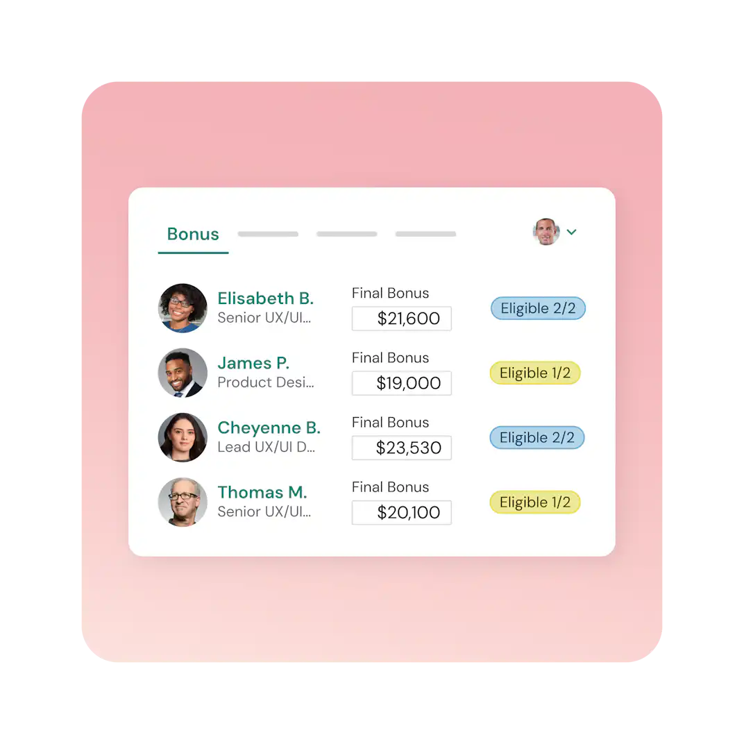 A user interface showing compensation management software.