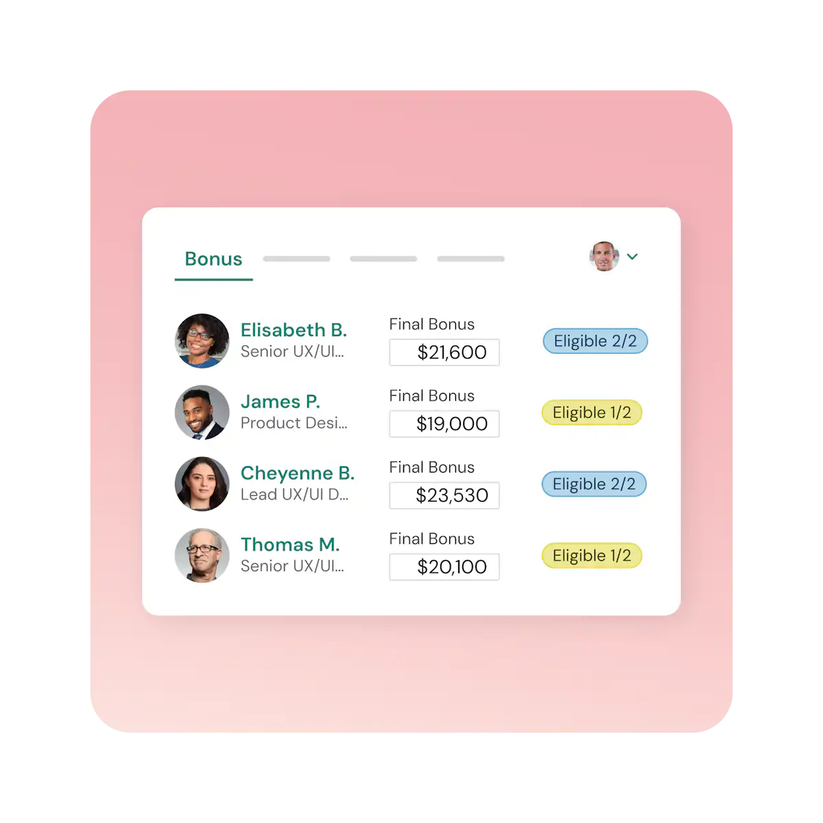 A user interface showing compensation management software.
