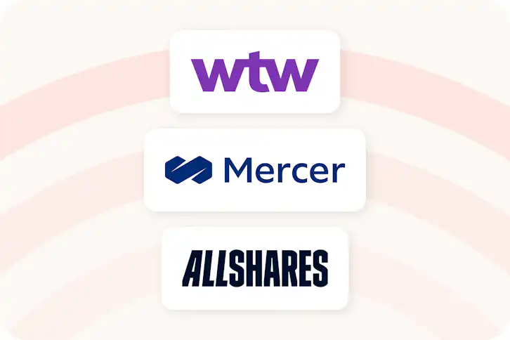 An image showing some of the logos of companies beqom partners with like WTW, Mercer and Allshares.