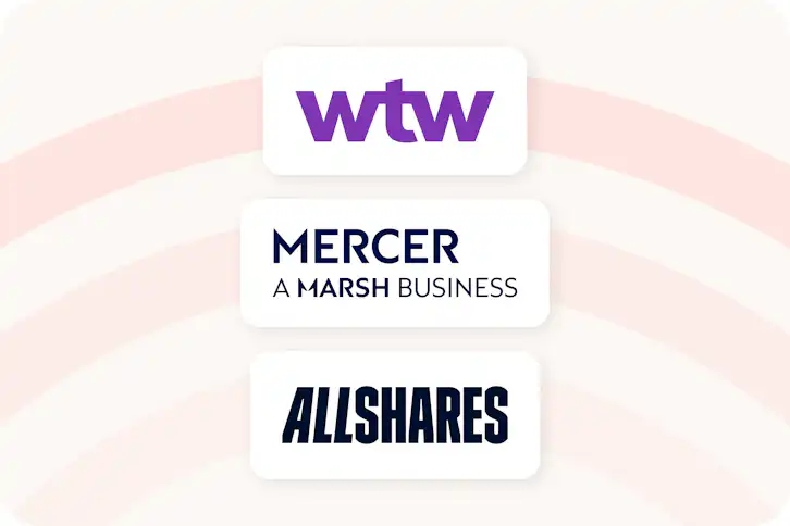 An image showing some of the logos of companies beqom partners with like WTW, Mercer and Allshares.