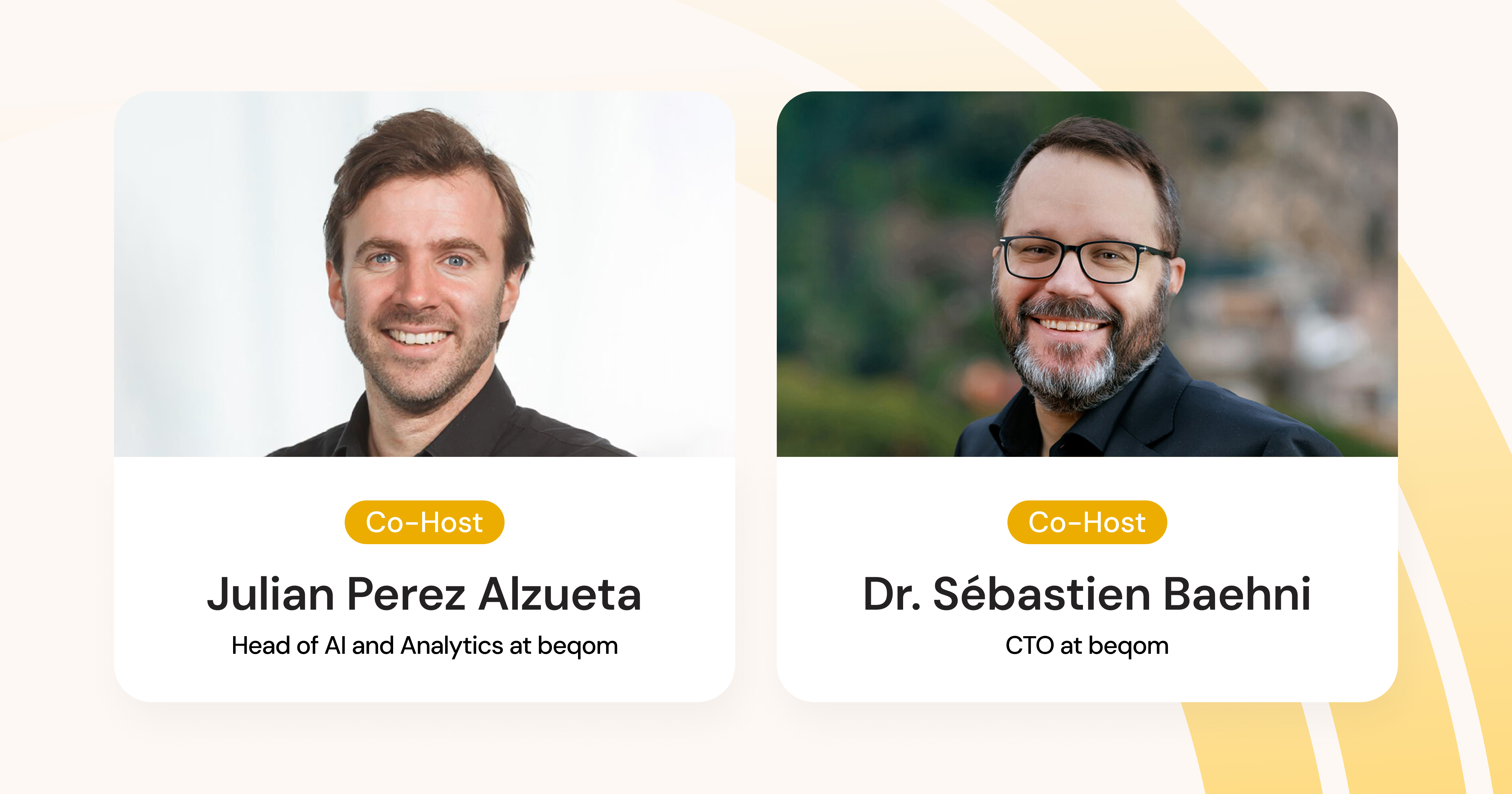 Images of beqom's Julian Perez Alzueta and Sebastien Baehni.