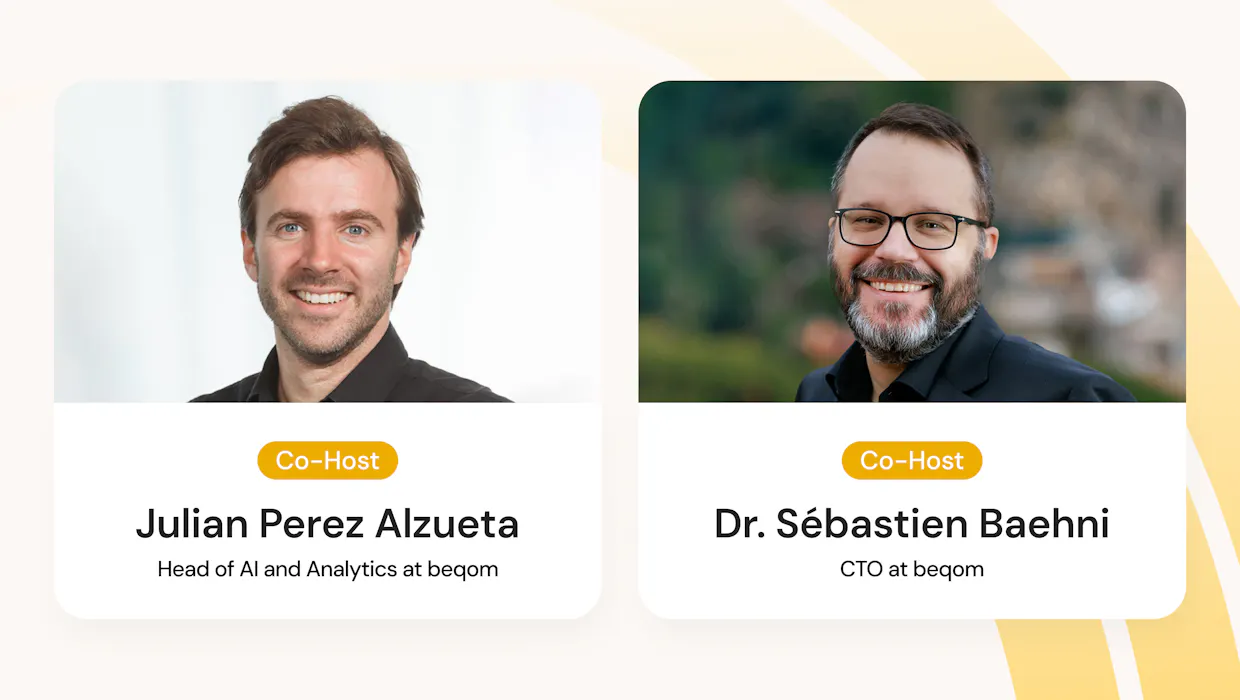 Images of beqom's Julian Perez Alzueta and Sebastien Baehni.