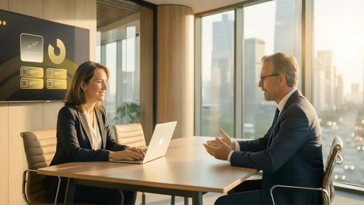 Two workers sitting in an office