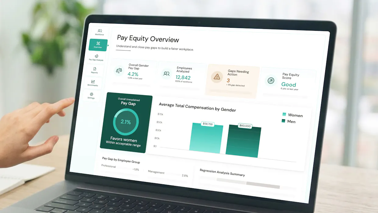 Screen displaying a pay equity overview