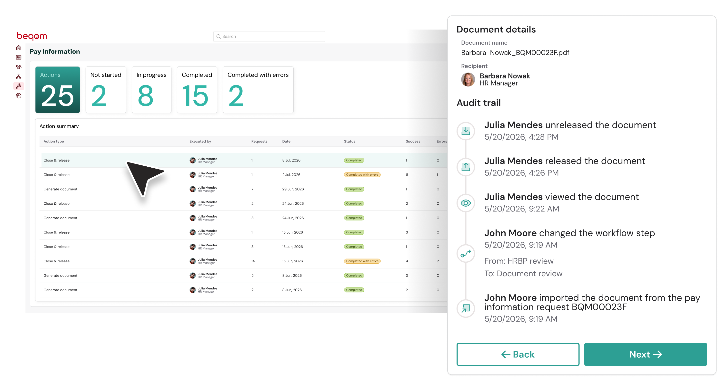 pay information hub product ui screen