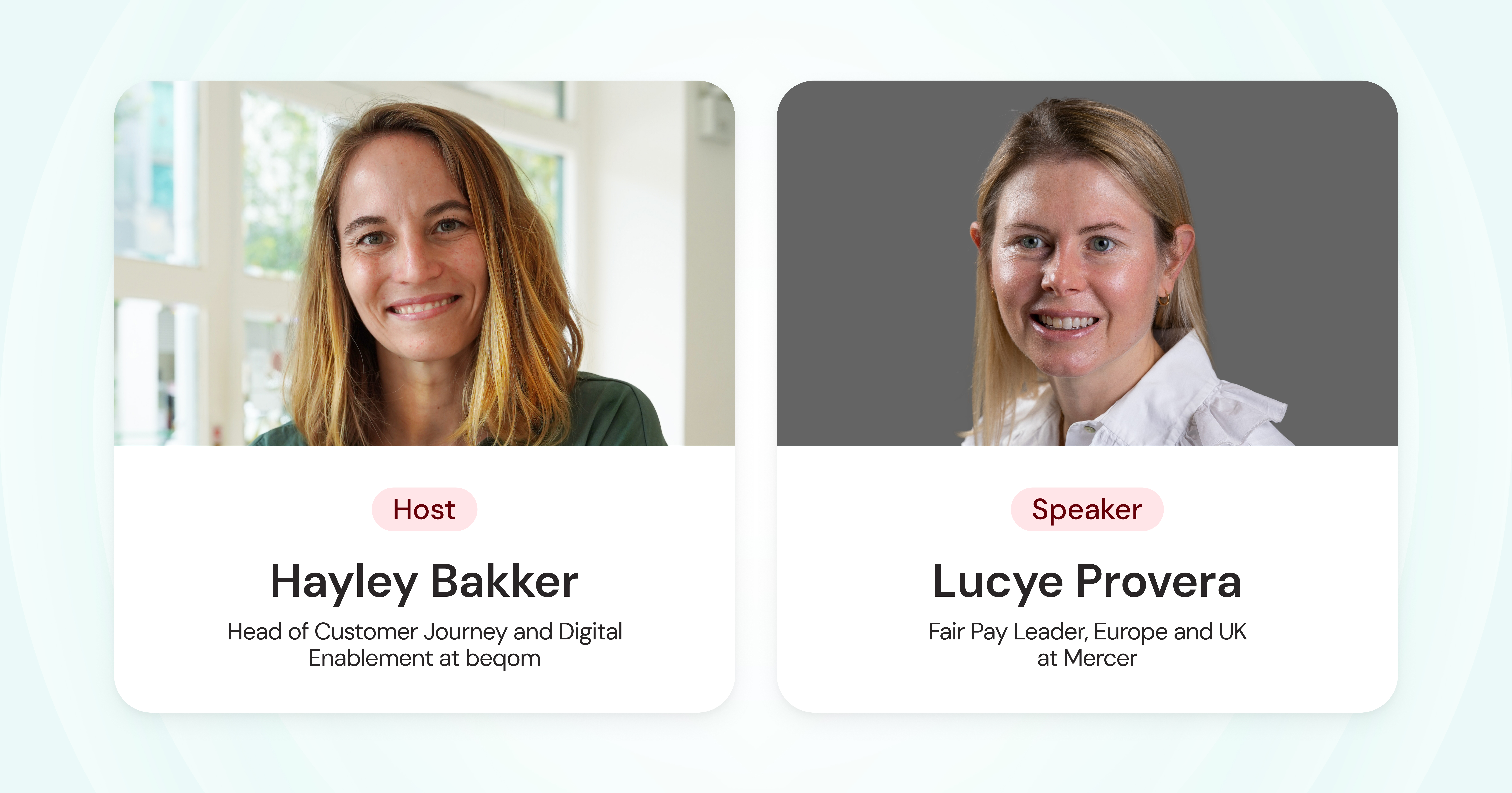 Image of Hayley Bakker (beqom) and Lucye Provera (Mercer).