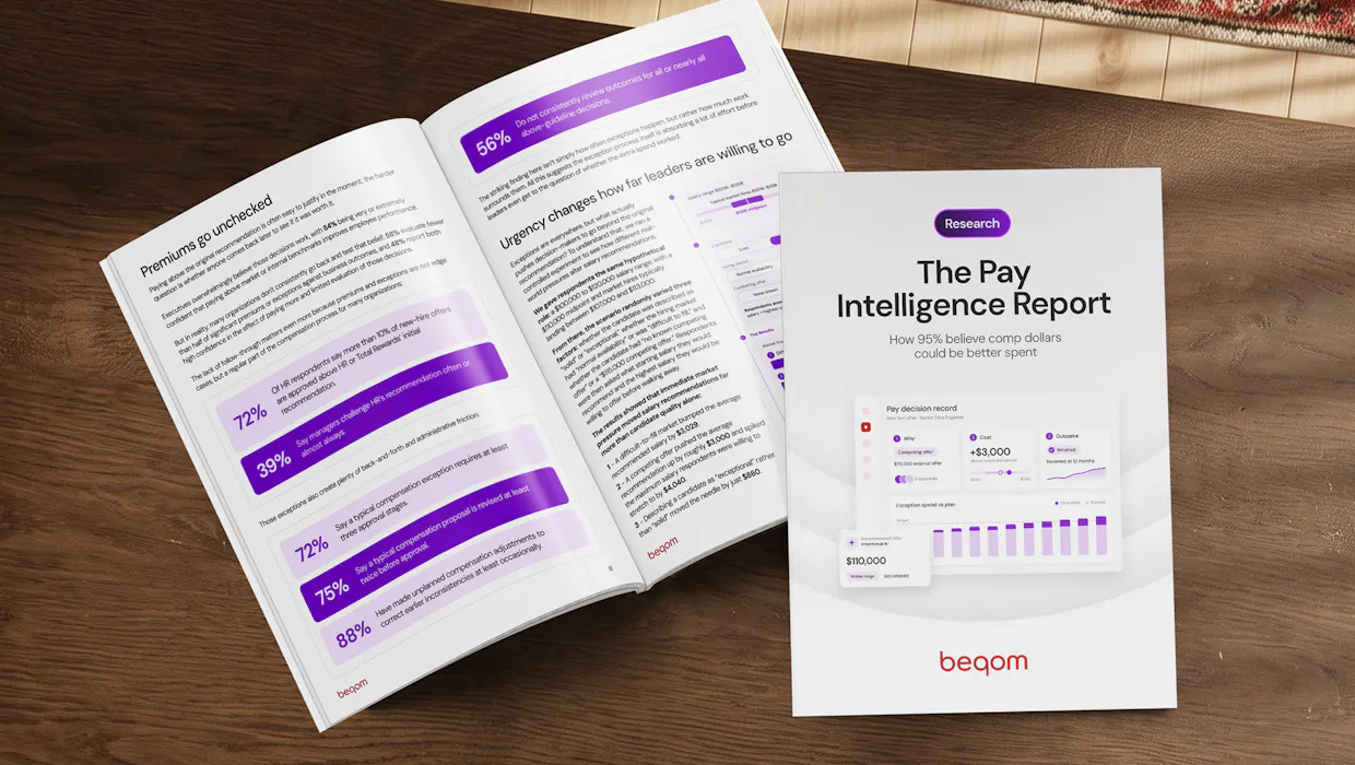 Image with a booklet mockup of the pay intelligence report