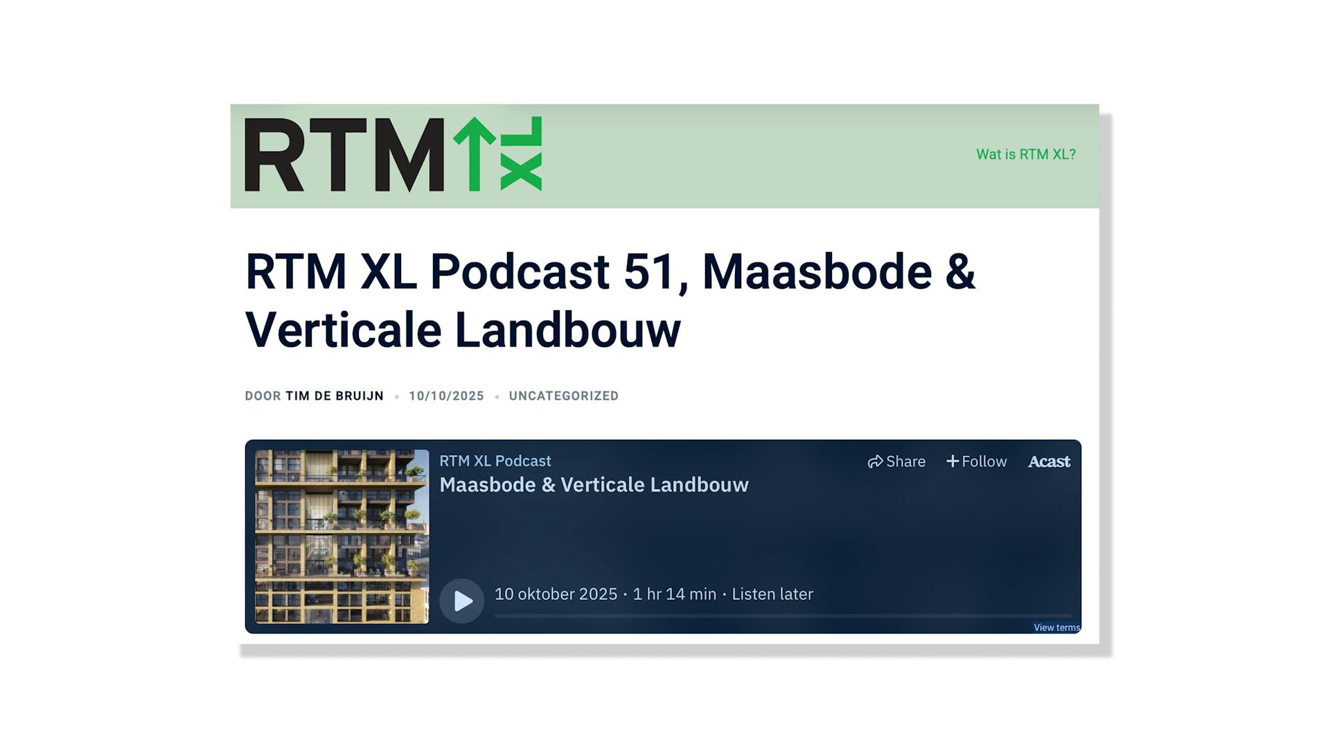 van Bergen Kolpa - Van Bergen Kolpa in RTM XL podcast over de Maasbode en Vertical Farming.